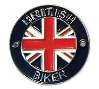 British Biker Union Jack Circle Metal Enamel Pin Badge Lapel Brooch Motorcycle