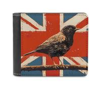 British Bird United Kingdom Flag Classic Mens Wallets Women Slim Bifold Wallet Card Holder for Front Pocket