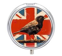 British Bird United Kingdom Flag Round Pill Box Organiser 3 Compartment Medicine Case