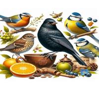 British Birds - Glass Worktop Saver/Protector - by Pearl Glass (40 x 30cm Medium)