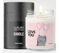 British Blue Cat Gifts - Luxury Soy Wax Candle - Vanilla, Jasmine, Sugared Almond - Makester