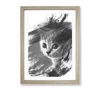 British Blue Shorthair Kitten Cat V1 Modern Framed Print | A2 Oak Framed Wall Art | Ready to Hang | Modern Flag Picture | Living Room Bedroom Lounge Office