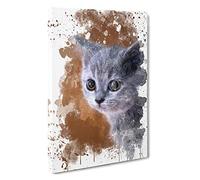 British Blue Shorthair Kitten Cat V3 Canvas Print | Gallery Wrapped 30mm Frame Wall Art | 30x20 inches | Ready to Hang | Modern Animals Picture | Living Room Bedroom Lounge Office