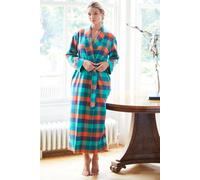 British Boxers "acorn Squash" Check Brushed Cotton Dressing Gown In Teal Teal L