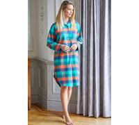 British Boxers "acorn Squash" Check Brushed Cotton Nightshirt In Teal Teal