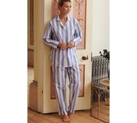 British Boxers "boat Blue" Stripe Crisp Cotton Pyjama Set In Light Blue Light Blue