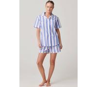 British Boxers "boat Blue" Stripe Crisp Cotton Short Pyjama Set In Light Blue Light Blue