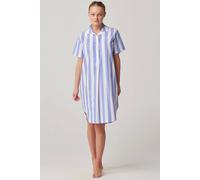 British Boxers "boat Blue" Stripe Crisp Cotton Short Sleeve Nightshirt In Light Blue Light Blue