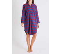 British Boxers 'bordeaux' Tartan Brushed Cotton Nightshirt In Burgundy Burgundy XS