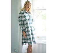 British Boxers "burnet Rose" Tartan Brushed Cotton Nightshirt In Baby Pink Baby Pink L