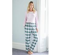 British Boxers "burnet Rose" Tartan Brushed Cotton Pyjama Trousers In Baby Pink Baby Pink M