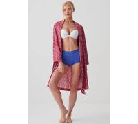 British Boxers "byzantine Paisley" Crisp Cotton Short Mid-Length Dressing Gown In Dark Pink Dark Pink