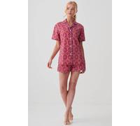 British Boxers "byzantine Paisley" Crisp Cotton Short Pyjama Set In Dark Pink Dark Pink M