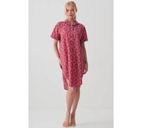 British Boxers "byzantine Paisley" Crisp Cotton Short Sleeve Nightshirt In Dark Pink Dark Pink L