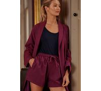 British Boxers "cahors" Herringbone Brushed Cotton Pyjama Shorts In Burgundy Burgundy XS