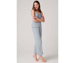 British Boxers "cornish" Bamboo Lace Camisole Pyjama Set In Light Sand Light Sand