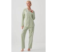 British Boxers "field Green" Gingham Crisp Cotton Pyjama Set In Light Green Light Green
