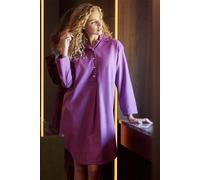 British Boxers 'fuchsia Pink' Herringbone Brushed Cotton Nightshirt In Magenta Magenta L