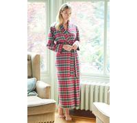 British Boxers "gaia" Tartan Brushed Cotton Dressing Gown In Dark Red Dark Red XL