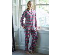 British Boxers "gaia" Tartan Brushed Cotton Pyjama Set In Burgundy Burgundy XL