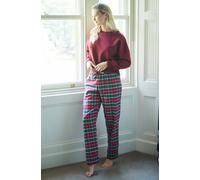 British Boxers "gaia" Tartan Brushed Cotton Pyjama Trousers In Burgundy Burgundy