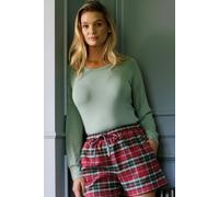 British Boxers "gaia" Tartan Brushed Cotton Sleep Shorts In Burgundy Burgundy XXL