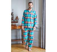 British Boxers Men's "Acorn Squash" Check Brushed Cotton Pyjama Set in Dark Green | Size: XL British Boxers Dark Green XL
