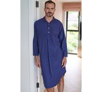 British Boxers Men's "Alton" Brushed Cotton Nightshirt in Dark Blue | Size: Large British Boxers Dark Blue L