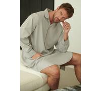'Armoury' Herringbone Cotton Twill Nightshirt British Boxers Light Grey L