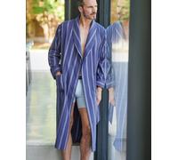 British Boxers Men's Brushed Cotton Dressing Gown - Banbury Navy Stripe - SMALL