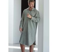 'Whitby Jet' Herringbone Brushed Cotton Nightshirt British Boxers Dark Grey L