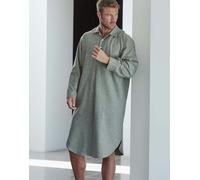 'Whitby Jet' Herringbone Brushed Cotton Nightshirt British Boxers Dark Grey M