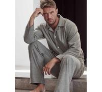 'Whitby Jet' Herringbone Brushed Cotton Pyjama Set British Boxers Dark Grey L