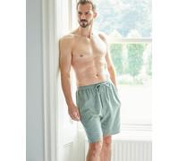 British Boxers Men's Brushed Cotton Sleep Shorts - Moss Herringbone - LARGE