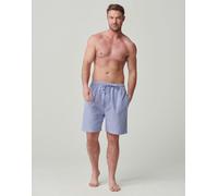 British Boxers Men's Brushed Cotton Sleep Shorts - Staffordshire Blue Herringbone - MEDIUM