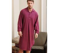 British Boxers Men's 'Cahors' Herringbone Brushed Cotton Nightshirt in Burgundy | Size: XL British Boxers Burgundy XL