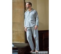 British Boxers Men's "Chalk" Stripe Brushed Cotton Pyjama Set in Mid Grey | Size: XL British Boxers Mid Grey XL