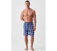 British Boxers Men's "Chester Blue on Blue" Check Crisp Cotton Sleep Shorts in Dark Blue | Size: 2XL British Boxers Dark Blue 2XL