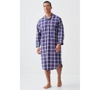 British Boxers Men's "Chester Red & Blue Check" Crisp Cotton Nightshirt in Navy | Size: 2XL British Boxers Navy 2XL