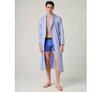 British Boxers Men's Crisp Cotton Dressing Gown - Schoolhouse Blue Gingham - LARGE