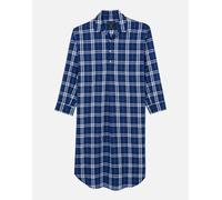 British Boxers Men's Crisp Cotton Nightshirt - Chester Blue on Blue Check - LARGE