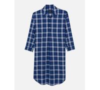 "Chester Blue on Blue" Check Crisp Cotton Nightshirt British Boxers Dark Blue XXL