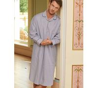 British Boxers Men's Crisp Cotton Nightshirt - Navy Pinstripe - MEDIUM