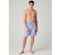 British Boxers Men's Crisp Cotton Sleep Shorts - Schoolhouse Blue Gingham - MEDIUM