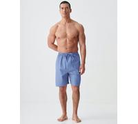 British Boxers Men's Crisp Cotton Sleep Shorts - Stowe Prussian Blue & White Stripe - LARGE