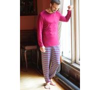 British Boxers Men's "Forest Berry" Stripe Bamboo Pyjama Set in Red | Size: 3XL British Boxers Red 3XL