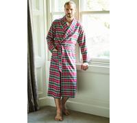 British Boxers Men's "Gaia" Tartan Brushed Cotton Dressing Gown in Burgundy | Size: XL British Boxers Burgundy XL
