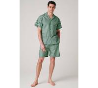 British Boxers Men's "Green Flash Stripe" Crisp Cotton Short Pyjama Set in Light Green | Size: XL British Boxers Light Green XL