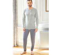 British Boxers Men's "Grey Melange" Stripe Bamboo Pyjama Set in Light Grey | Size: 2XL British Boxers Light Grey 2XL