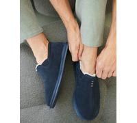 British Boxers Men's Lowland Sheepskin and Suede Slipper Boots - Navy - UK 6 (EU 40)